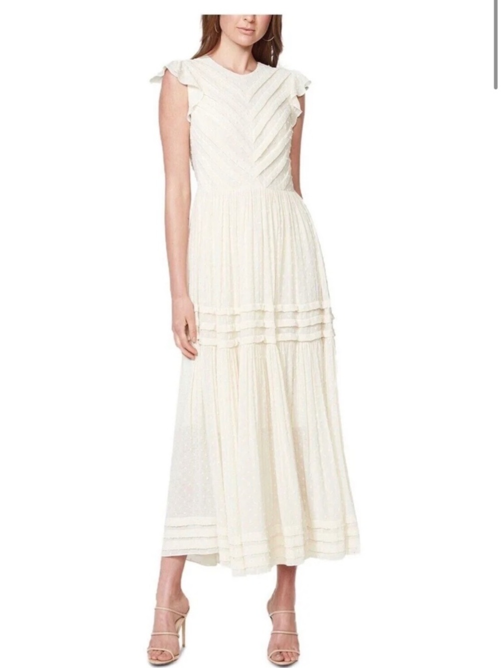 BARDOT women's Maberly Fil Coupé Tiered Maxi Dress In Ivory (4)